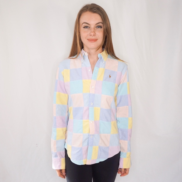 トップス 90s Ralph Lauren purcell patchwork shirt Ralph Lauren 